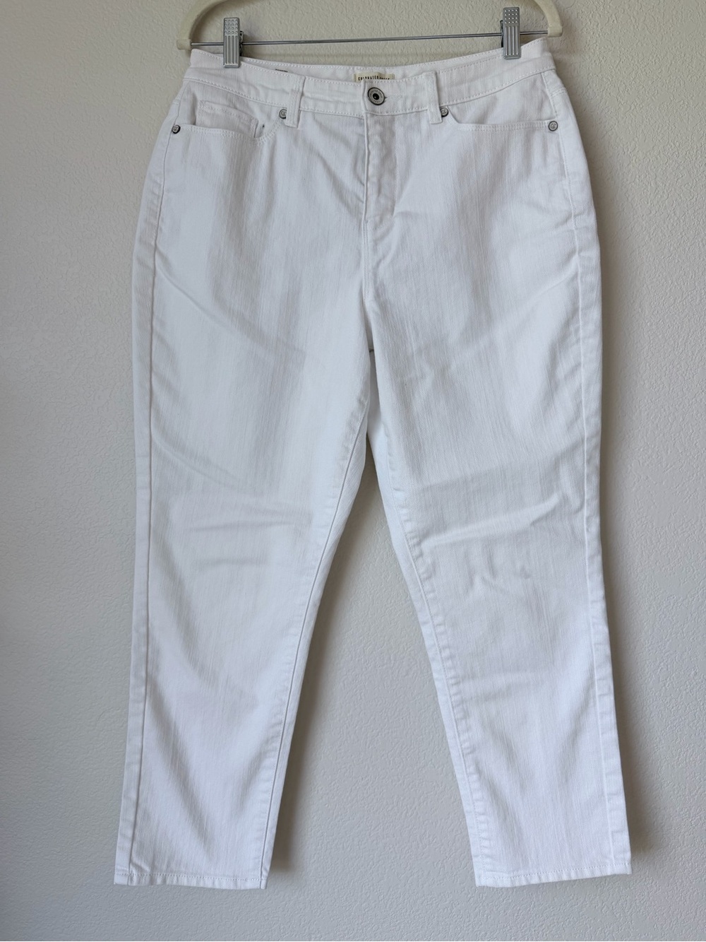Coldwater Creek White Straight Leg Jeans Cropped Cotton Blend Size 8